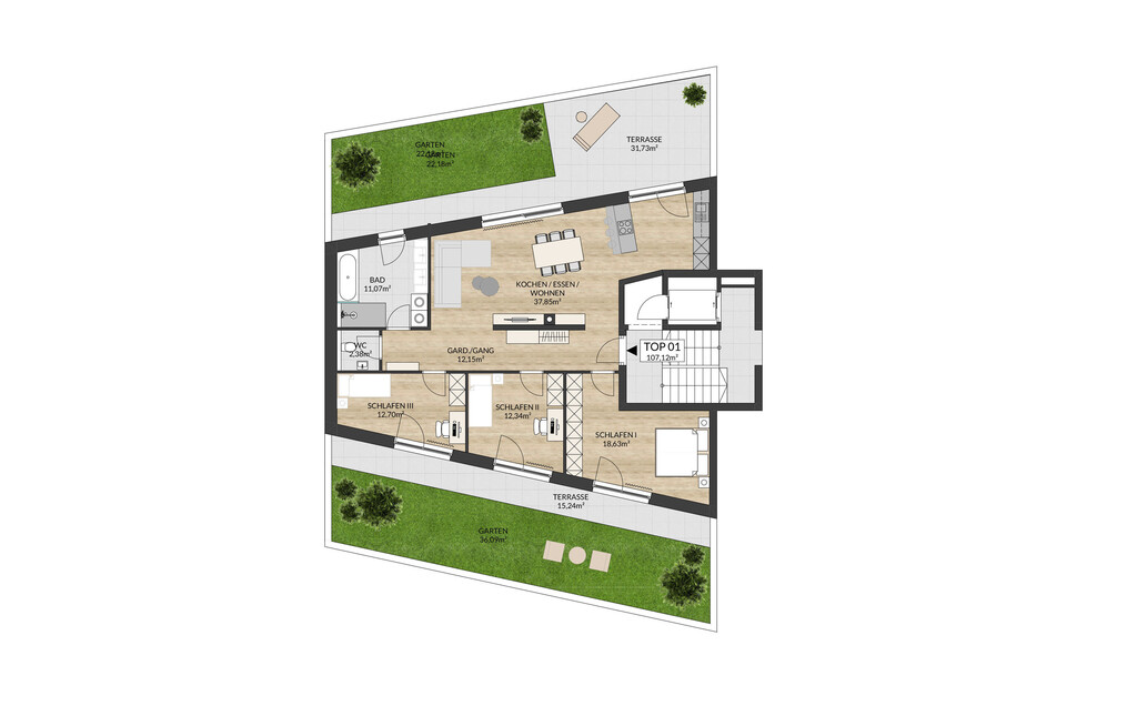 Exklusive Terrassen Wohnungen TOP 1 - Jenewein Immobilienmanagement